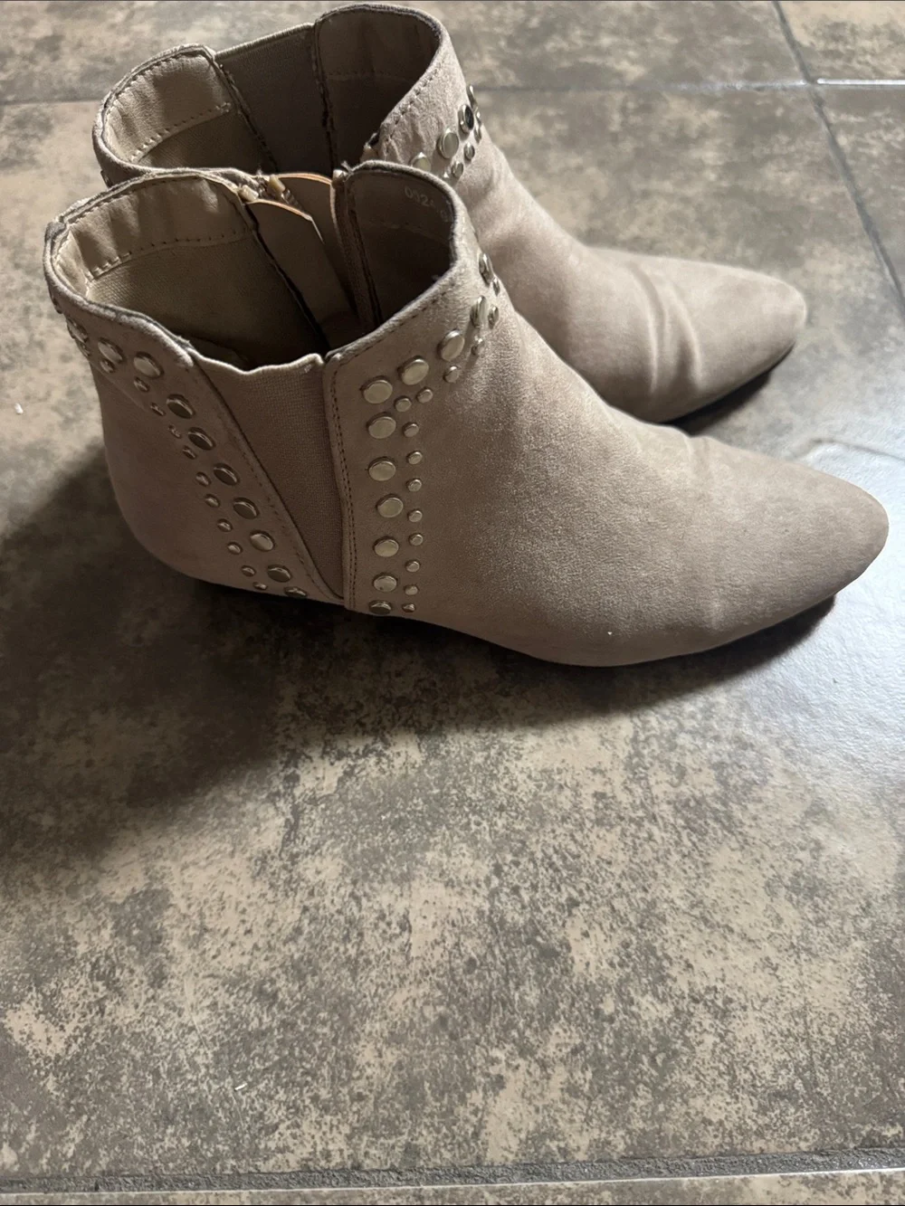 Women’s Taupe Suede Studded Ankle Boots